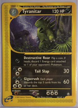 Tyranitar - 40/147 - Pokemon Aquapolis 2002 Rare Card LP - Vintage - Image 1