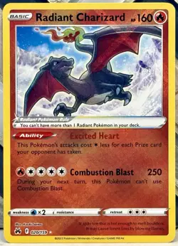 Radiant Charizard 020/159 Crown Zenith Radiant Rare NM/M Pokemon TCG - Image 1