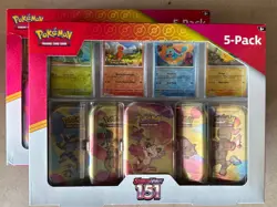 2 Pokemon Scarlet & Violet - 151 (5-Pack) Mini Tins w/ 4 Promos Costco Bundle - Image 1