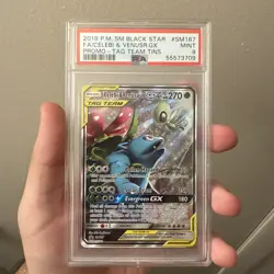 Pokemon SM Black Star Promo 167 Celebi & Venusaur GX Alt Art PSA 9 MINT Tag Team - Image 1