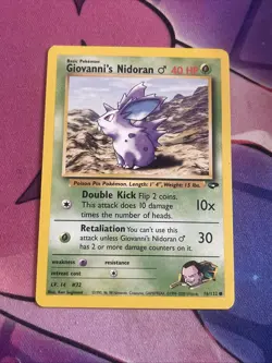 Pokemon TCG Giovannis Nidoran 76/132 Gym Challenge Unlimited LP - Image 1