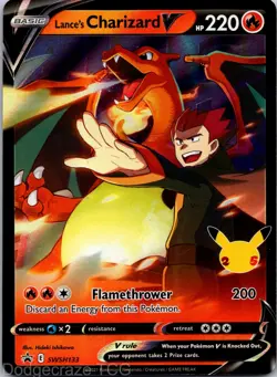 Lance's Charizard V SWSH133 Promo SWSH Black Star Pokemon NM - Image 1
