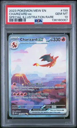 2023 POKEMON MEW EN-151 SPECIAL ILLUSTRATION RARE #199 CHARIZARD EX PSA 10 - Image 1
