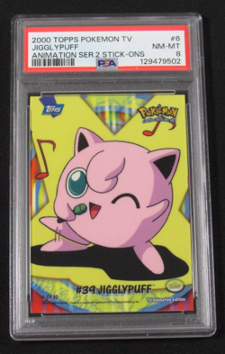 2000 Topps Pokemon T.V. #6 JIGGLYPUFF ANIMATION SERIES 2 STICK-ONS PSA 8 NM-MT - Image 1