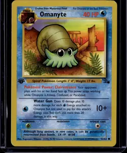 Pokemon 1999 1st Edition Fossil OMANYTE 52/62 - Image 1