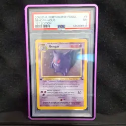 Pokemon Gengar Holo Rare 1st Edition Fossil PSA 7 Portuguese 5/62 - Image 1