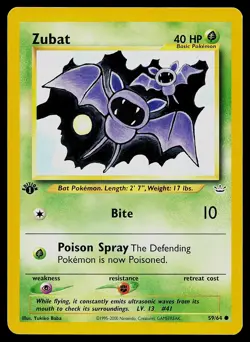 Pokemon Card Zubat 59/64 Neo Revelation 1st Edition - Image 1