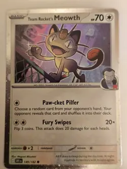 Team Rocket's Meowth (Cosmos Holo) Common Miscellaneous Cards & Products 149/182 - Image 1