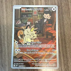 Pokemon Team Rocket's Meowth Illustration Rare Holo 203/182 Sv10 70 HP Basic - Image 1
