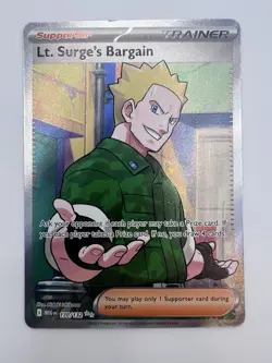 Pokemon TCG Mega Evolution LT Surge's Bargain Full Art Trainer 170/132, LP - Image 1