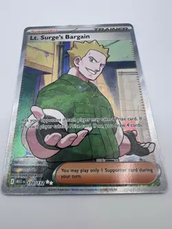 Pokemon TCG Mega Evolution LT Surge's Bargain Full Art Trainer 170/132, LP - Image 2