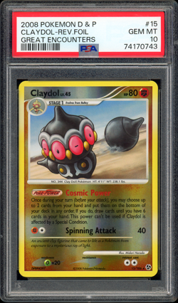 2008 POKEMON D & P GREAT ENCOUNTERS REVERSE HOLO 15 CLAYDOL PSA GEM MINT 10 - Image 1