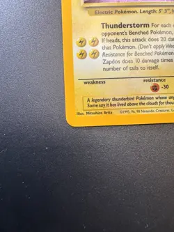 Pokemon Zapdos 15/62 Fossil 1999 Unlimited Holo Rare WOTC - Image 3