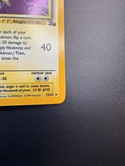 Pokemon Zapdos 15/62 Fossil 1999 Unlimited Holo Rare WOTC - Image 4