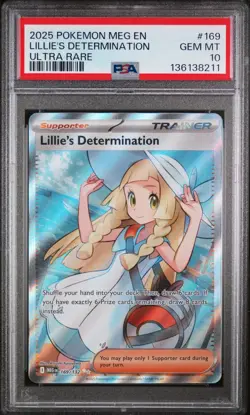 2025 POKEMON MEG EN-MEGA EVOLUTION ULTRA RARE #169 LILLIE'S DETERMINATION PSA 10 - Image 1