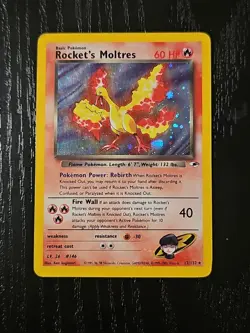 2000 Pokemon Gym Heroes Rocket's Moltres Holoe Rare 12/132 HP-DMG - Image 1