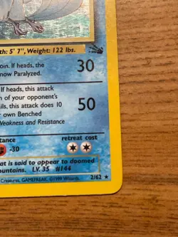 Articuno 2/62 Fossil Holo rare 1999 WOTC unlimited Pokemon TCG - Image 3