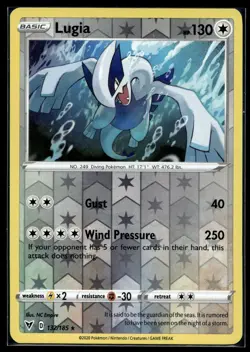 Pokemon SWSH04: Vivid Voltage 132/185 Lugia Reverse Holo LP - Image 1