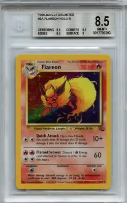 1999 Pokemon Jungle Unlimited 3/64 Flareon Holo Rare BGS 8.5++(with subs) NM-MT - Image 1