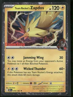 Team Rocket's Zapdos Gamestop 070/182 Holo - Pokemon TCG Destined Rivals - Image 1