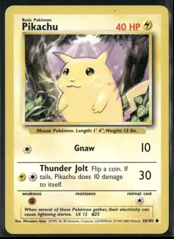 Pokemon TCG Pikachu 58/102 4th Print UK Base Set 1999-2000 - Image 1