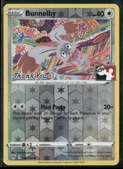 Pokemon TCG Bunnelby 150/189 Darkness Ablaze "Thank you" Stamped Promo - Image 1