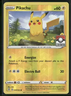 Pikachu 049/203 League Promo - Pokemon TCG Evolving Skies 2021 LP - Image 1