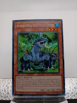 3x Yugioh Advanced Crystal Beast Emerald Tortoise BLCR-EN012 Secret Rare 1st Ed - Image 1