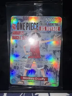 One Piece Monkey.D.Luffy College Basketball US Voyage Promo Card (SEALED) - Image 3