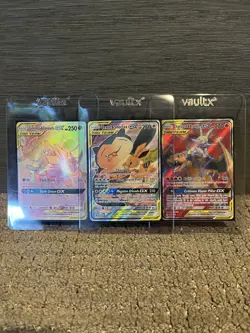 Tag Team Gx Pokemon Card Lot Ultra Rare Full Art Charizard, Snorlax, Greninja - Image 1
