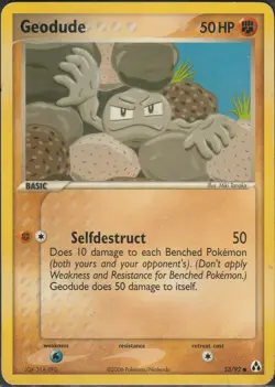 Geodude - 53/92 EX Legend Maker Pokemon Card - 2006 - DAMAGE - Image 1