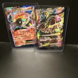 Pokemon Holo Moltres EX & M Lucario EX Card Lot TCG Collectible English EX - Image 1