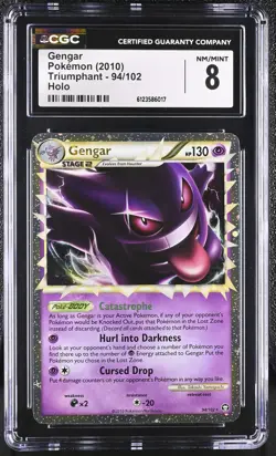 CGC 8 Gengar 2010 Triumphant 94/102 Holo Pokemon Card - Image 1