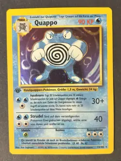 rare 1st Edition German Base Set Quappo (Poliwrath) Holo card from 1999 13/102 - Image 1