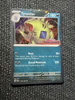 Pokemon TCG Tyranitar Holo Rare Card 135/193 Paldea Evolved Stamped Mint!! - Image 3