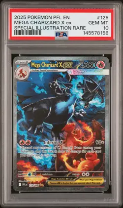 2025 POKEMON PFL EN-PHANTASMAL FLAMES #125 MEGA CHARIZARD X EX PSA 10 - Image 1