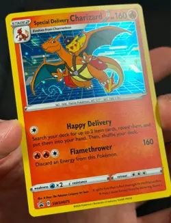 Pokemon TCG UK Pokemon Center #SWSH075 Special Delivery Charizard HD SWIRL Promo - Image 3