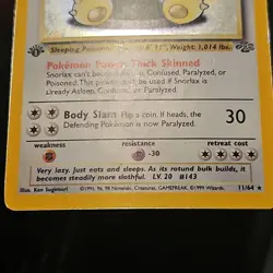 1999 Pokemon Jungle 1st Edition Snorlax Holo Rare 11/64 HP - Image 4