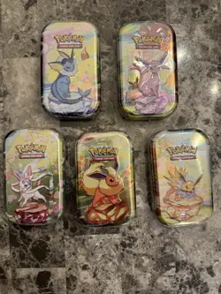 Pokemon TCG Scarlet & Violet Prismatic Evolutions Mini Tins Sealed, Lot of 5 - Image 1