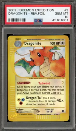Pokemon Dragonite Expedition Reverse Holo Rare #9 PSA 10 Gem Mint - Image 1