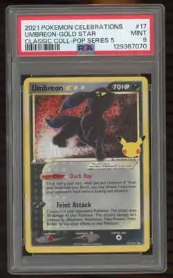 2021 CELEBRATIONS CLASSIC COLLECTION POKEMON #17 UMBREON GOLD STAR PSA 9 - Image 1