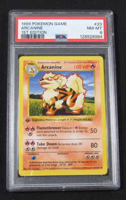1999 Pokemon Game ARCANINE 1st Edition 23/102 PSA 8 NM-MT - Image 1