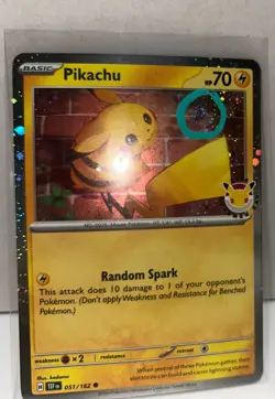 Pikachu 051 /162 Stamped 2026 Pokemon Day 30th Anniversary Promo Cosmos w/ SWIRL - Image 1