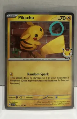 Pikachu 051 /162 Stamped 2026 Pokemon Day 30th Anniversary Promo Cosmos w/ SWIRL - Image 2