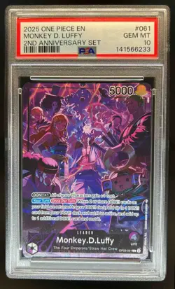 2025 One Piece Monkey D Luffy 2nd Anniversary Set Leader #OP09-061 PSA 10 - Image 1