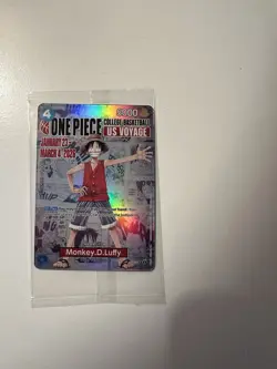 Bandai One Piece CCG Monkey.D.Luffy US Voyage Full Art Holo Card 145 1021 LS - Image 1