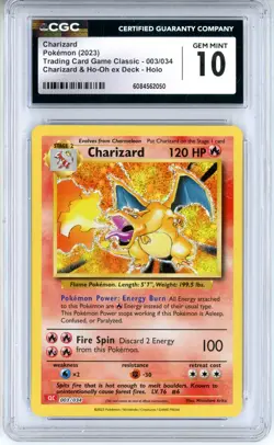 CGC GEM MINT 10 Pokemon TCG Charizard 003/034 Trading Card Game Classic Holo - Image 1