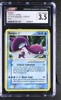 CGC 3.5 Kyogre Gold Star 2005 EX Delta Species 112/113 Holo Pokemon Card - Image 1