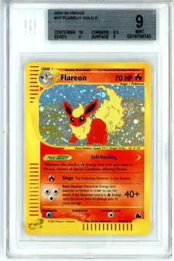 BGS MINT 9 Pokemon Trading Card Game Flareon H7/H32 Skyridge Holo Rare (Swirl) - Image 1