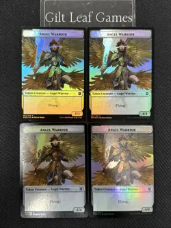 MTG *4x Angel Warrior foil double Sided Token (4/4)* Zendikar Rising Magic - Image 1